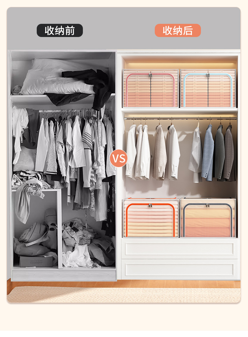 Transparent waterproof clothing storage box, household large-capacity clothing organization box, dormitory wardrobe, folding quilt, and hundred-meter box pic 10