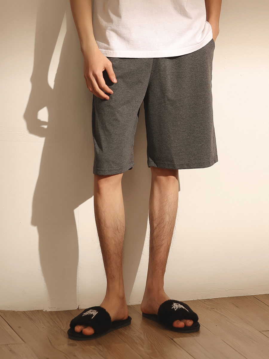 Single pair of pajama pants, men's pure cotton shorts, summer thin home pants, loose dark grey, large underpants, can be worn outside, all-cotton home pants