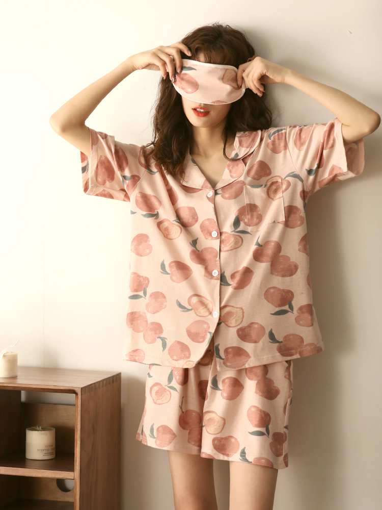 2022 New summer pure cotton thin short-sleeved large-sized 200-pound spring and summer home wear two-piece set for women Application Scenario