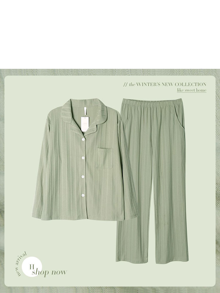 2022 New spring and autumn pajama women's pure cotton long-sleeved large-sized all-cotton home wear set that can be worn outside with a high-end feel details Picture