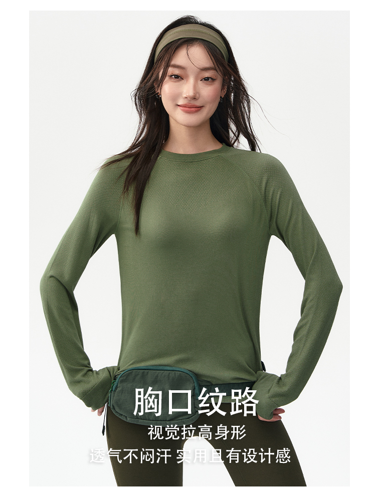 Otoño-invierno mujer yoga ropa manga larga suelta slim cuello redondo pilates deporte casual ropa de ejercicio al aire libre pic 12