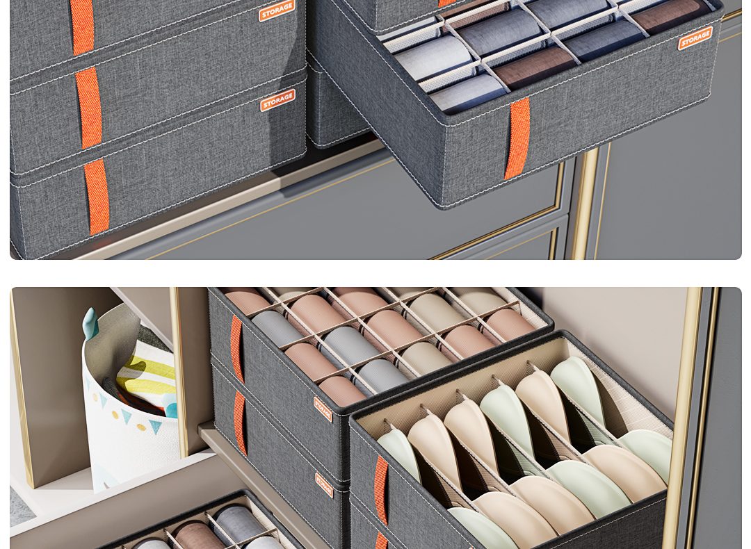 袜子收纳盒家用分隔内衣内裤多格整理盒抽屉式收纳神器分格储物盒详情27