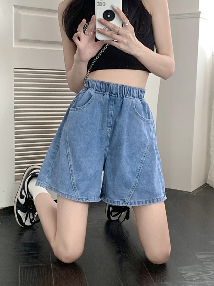 Summer petite women's pants 2022 new high-waisted slimming jeans, summer loose and thin A-line shorts