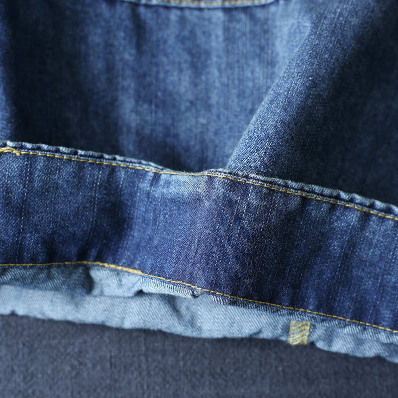 Summer 2022 new style stretched-waist solid color denim shorts, women's straight-leg loose capri pants, versatile women's mid-length pants Application Scenario