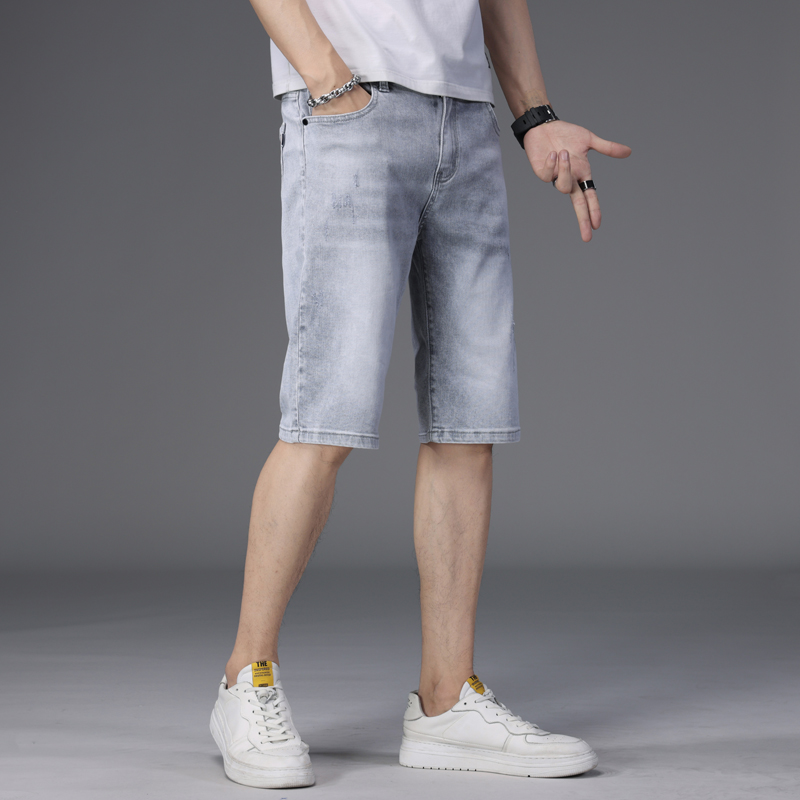 Hong Kong denim shorts, men's loose straight-leg summer thin high-end men's capri pants, trendy and versatile men's mid-length pants Application Scenario