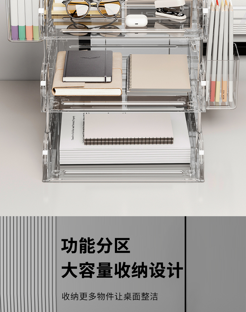 妙立桌面洞洞板收纳盒书桌学生笔筒置物架化妆品梳妆台多功能整理详情6