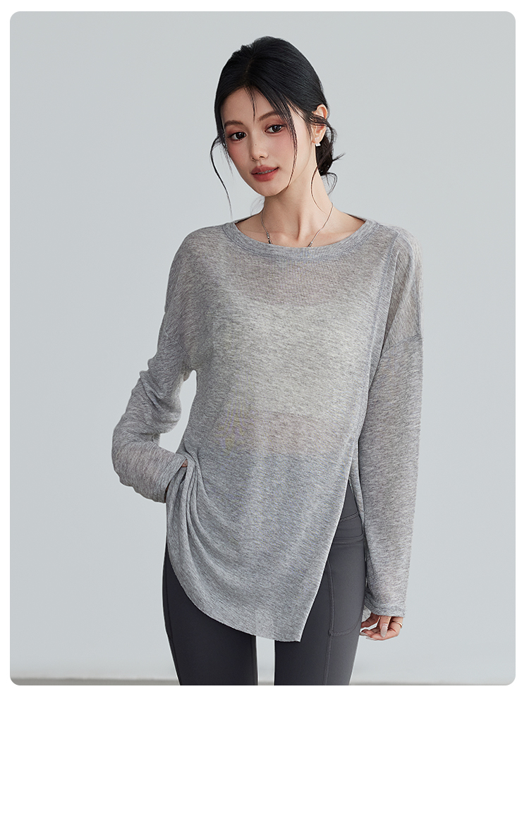 This autumn and winter fitness training suit for sports ladies is a high-end yoga base layer shirt that can be worn as an outer garment to display props pic 21