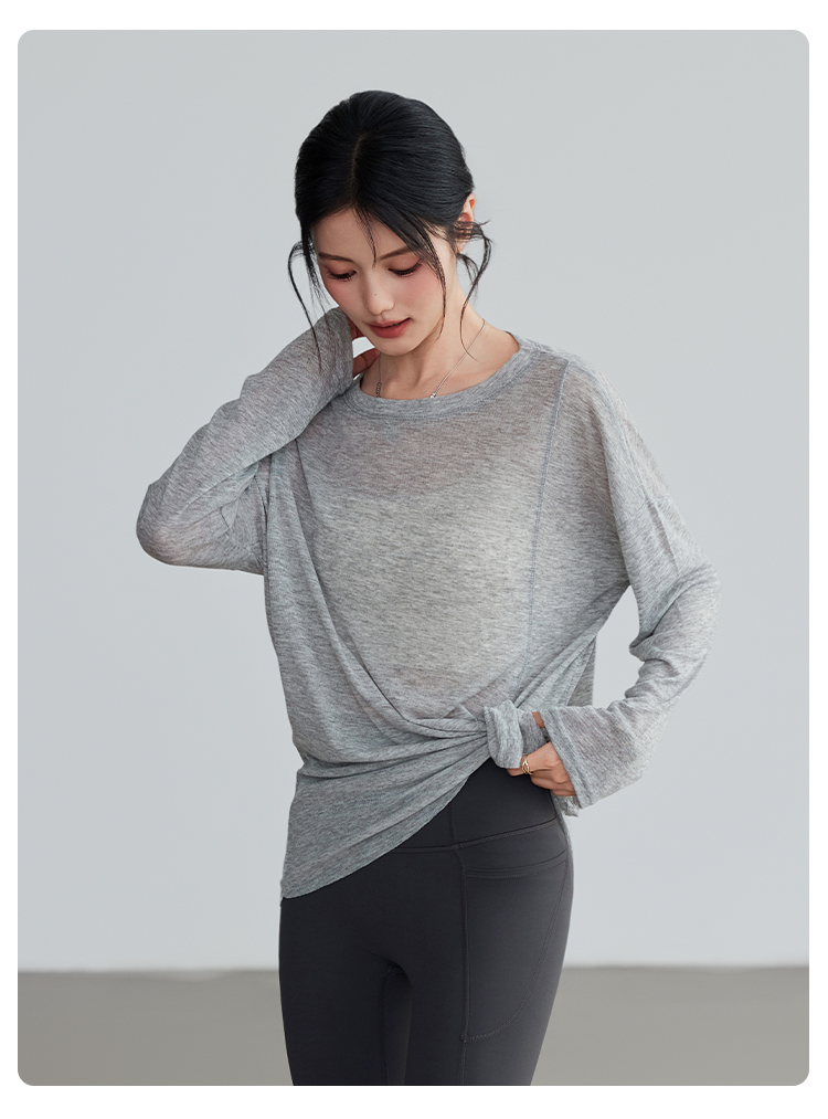 This autumn and winter fitness training suit for sports ladies is a high-end yoga base layer shirt that can be worn as an outer garment to display props pic 20