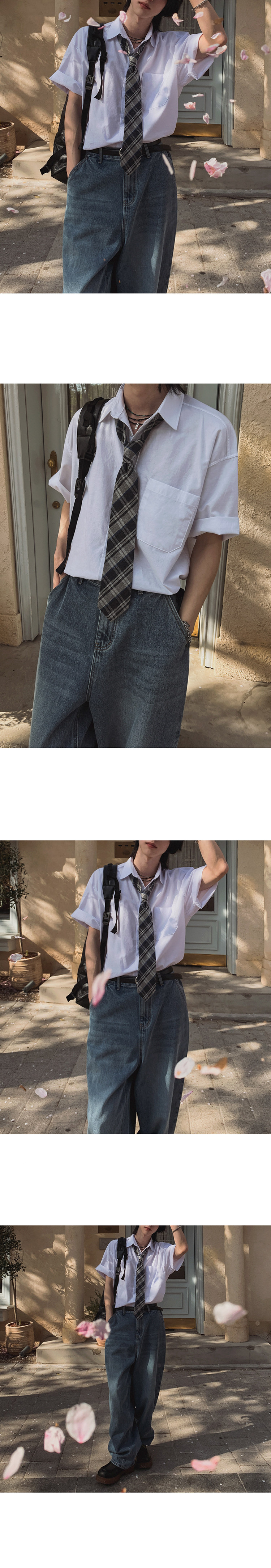 MYQ学院风短袖衬衫男夏季宽松休闲纯色衬衣韩系通勤DK制服内搭详情8