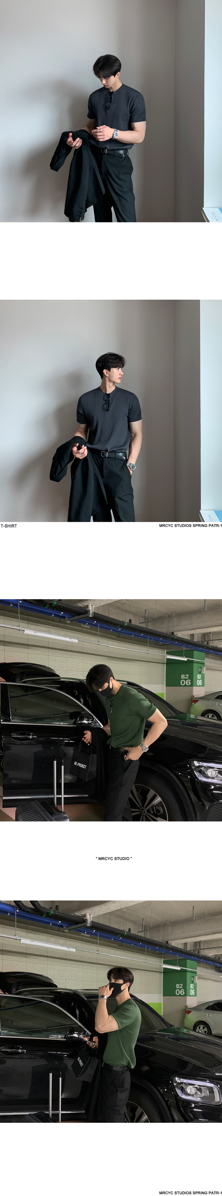 MYQ老钱风薄款条纹短袖针织衫男士夏季韩系修身弹力圆领针织t恤详情6