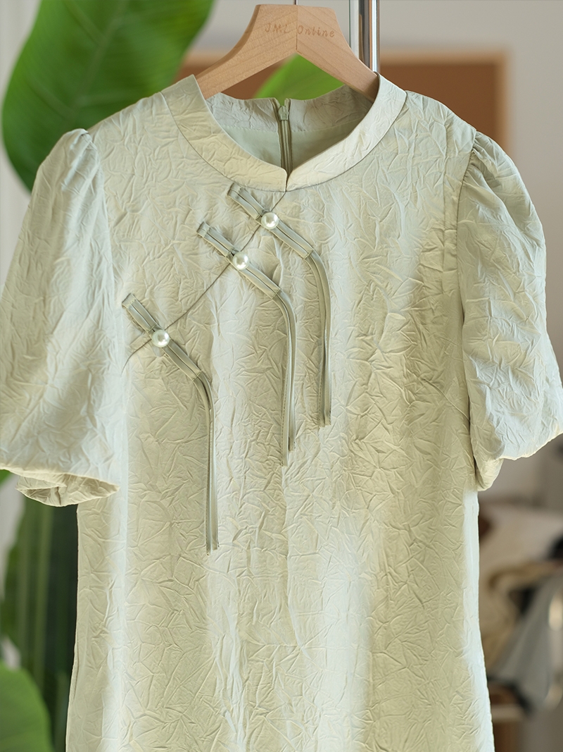 JML Ginger, wheat and bean green New Chinese-style women's dress, Chinese-style dress, improves the pear-shaped figure of the cheongsam woman Xia Application Scenario