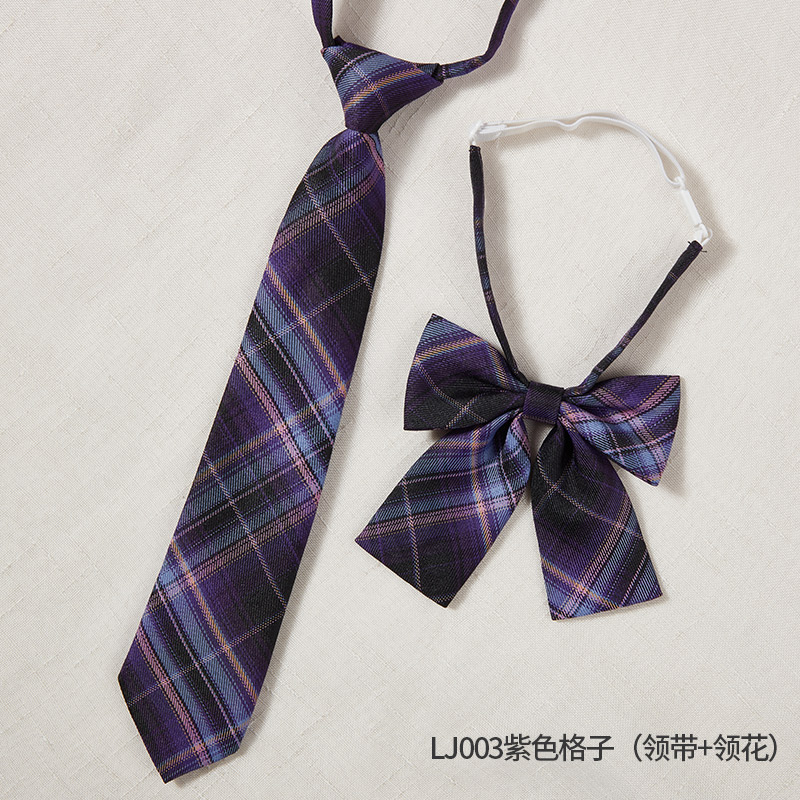 免打领带小韩版女式学院风领花JK制服酒红蝴蝶结水手服免打领结详情11