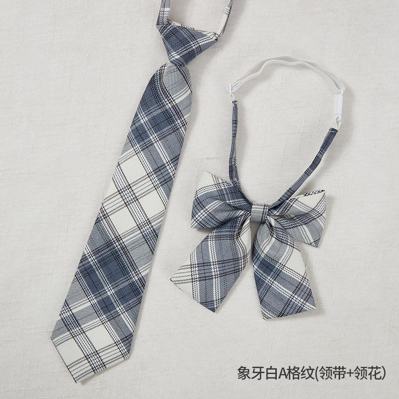 免打领带小韩版女式学院风领花JK制服酒红蝴蝶结水手服免打领结详情10