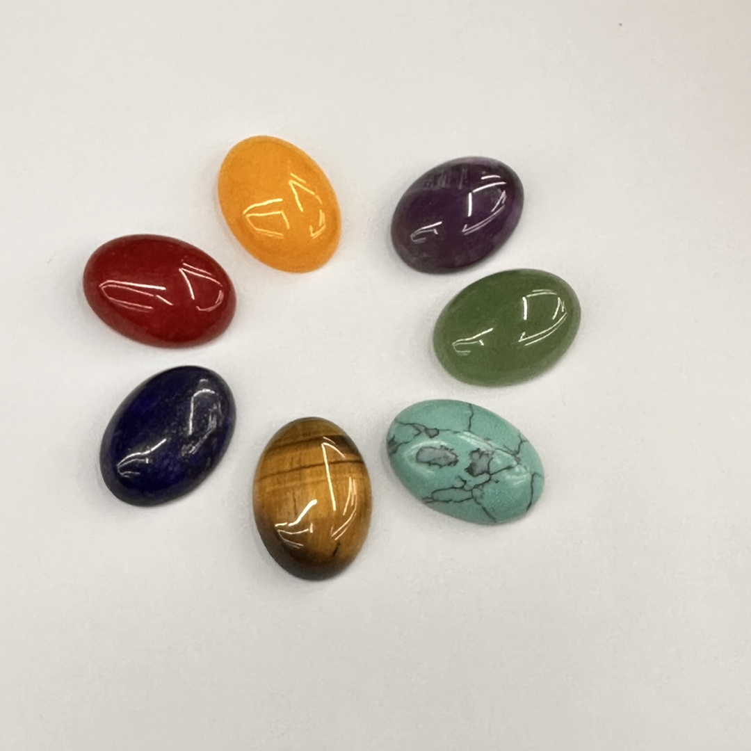 厂家直销新款天然石旦形戒面13x18mm七色一套平底未镶嵌饰品配件半成品饰品配件diy配件产品图