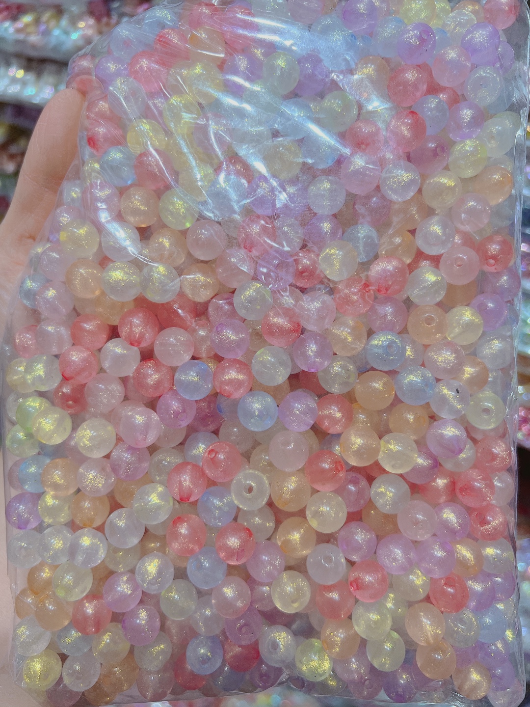 8mm彩色夜光金粉珠光人鱼姬有孔散珠子diy饰品手工项链手链串珠详情5