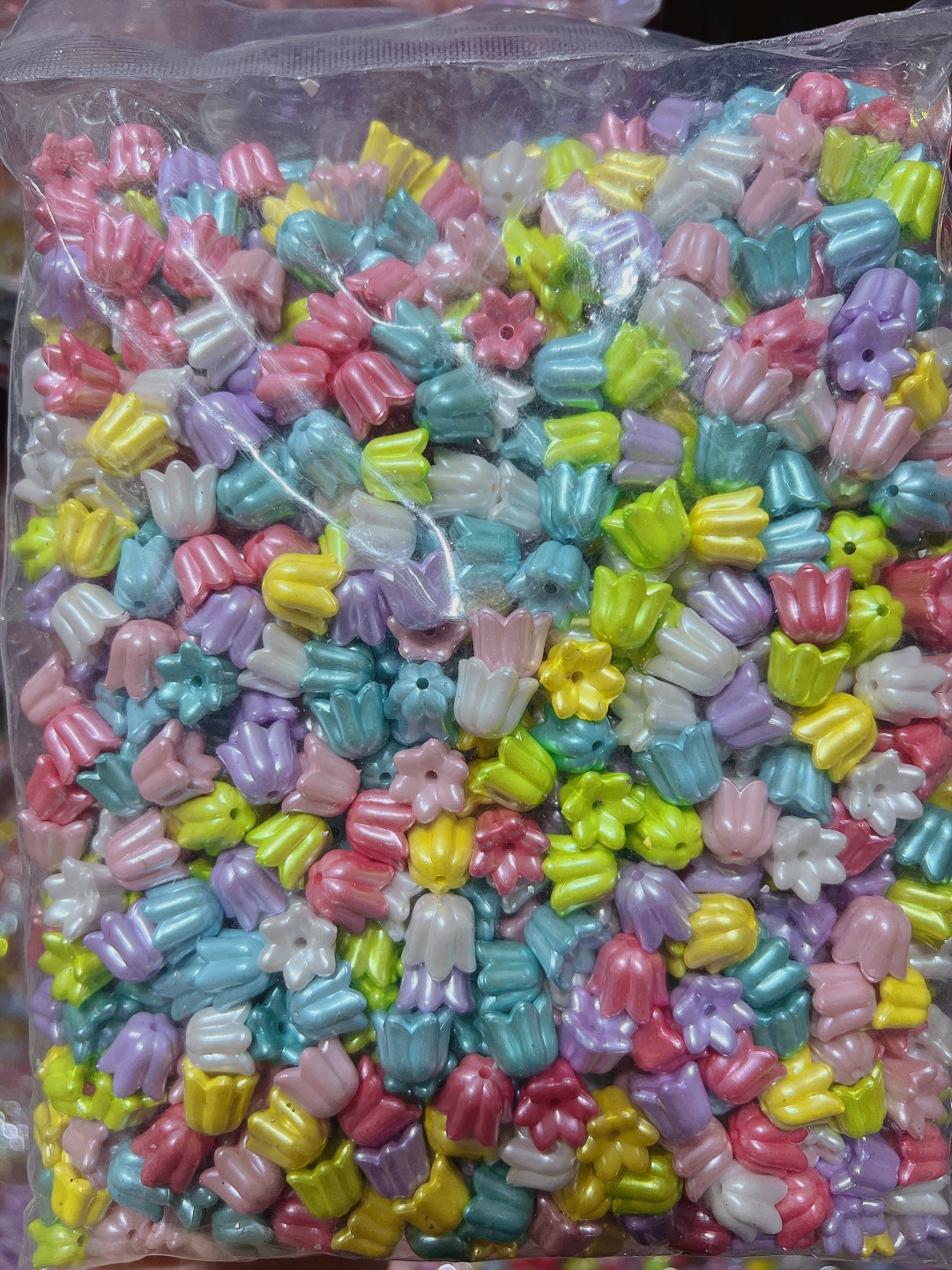 亚克力珍珠铃兰花朵珠光幻彩色DIY饰品串珠手链发夹头饰散珠配件详情3