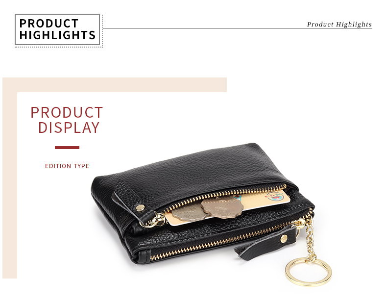 跨境真皮零钱包女迷你牛皮手拿包卡包拉链钥匙扣小钱包硬币收纳袋详情8