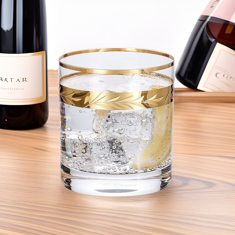 捷克进口水晶杯高档无铅威士忌酒杯高端描金轻奢啤酒杯饮料杯水杯