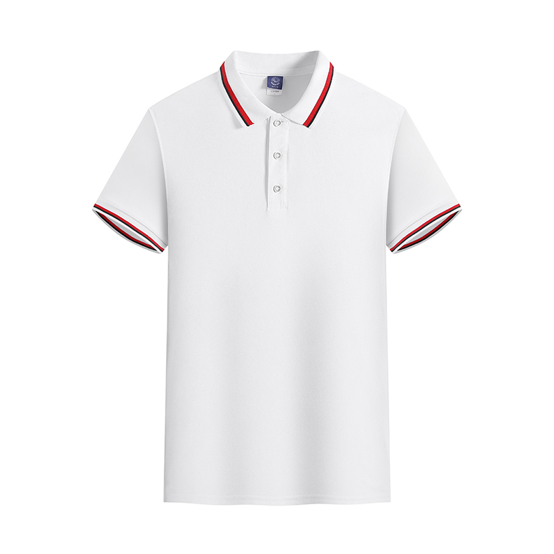 Solid-color cotton lapel short-sleeved men's and women's white work clothes, cultural shirts, printed advertising shirts, logo embroidery customization Specification image