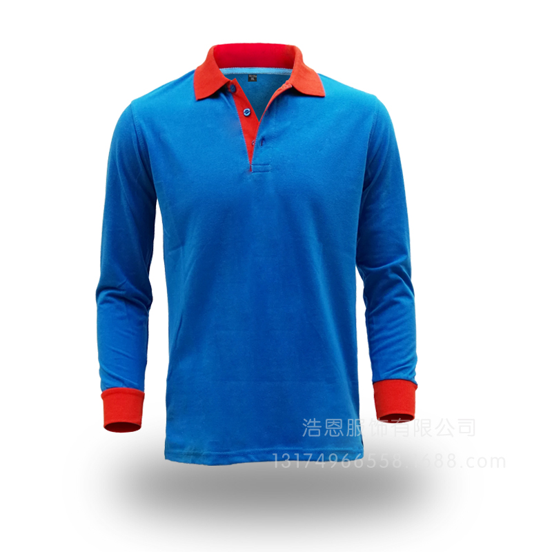 Color Matching Collar Long Sleeve Lapel Advertising Shirt Group Clothing Custom Printed Olgo