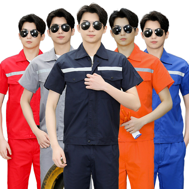 New summer reflective labor protection clothing sets for men and women, factory workshop machine repair factory uniforms, customized wholesale short-sleeved work clothes Application Scenario