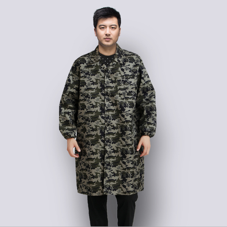 Camouflage Adult Overalls Men's And Women's Gowns Waterproof, Dustproof And Oil-Proof Long Sleeve Aprons Kitchen Household Work Clothes details Picture