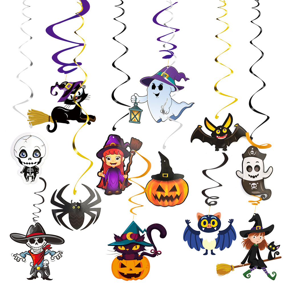 Halloween Spiral decorations Whirlpool hanging decorations party set the mood Decorative Ghost Festival party ceiling decorative pendants details Picture