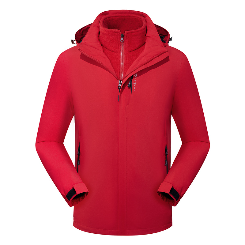 Work clothes, windbreaker, men's and women's three-in-one two-piece set, detachable, autumn and winter fleece and thickened coat, mountaineering suit details Picture