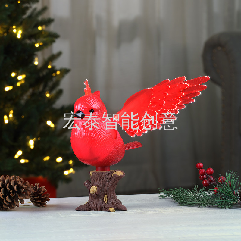 Redbird Tree Top Star Christmas supplies Wings Christmas ornaments Christmas gifts Christmas decorations Christmas music boxes Electric Christmas gifts Children's toys Electric wings Specification drawing