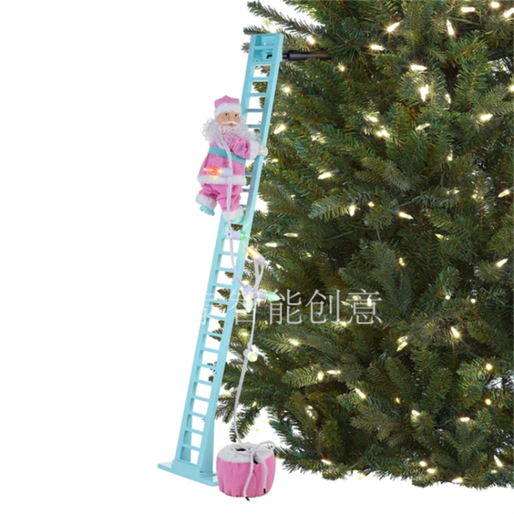 Pink ladder Christmas toys Christmas ornaments Christmas gifts Christmas ornaments Christmas music box Electric Christmas gifts Children's toys full figure