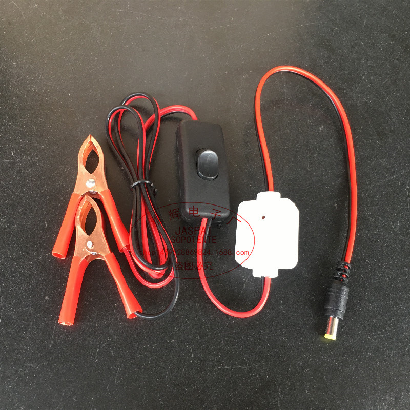 12V/24V5A current-reducing line with 303 switch alligator clip conversion line 5521 TV clip cable low-voltage conversion line details Picture