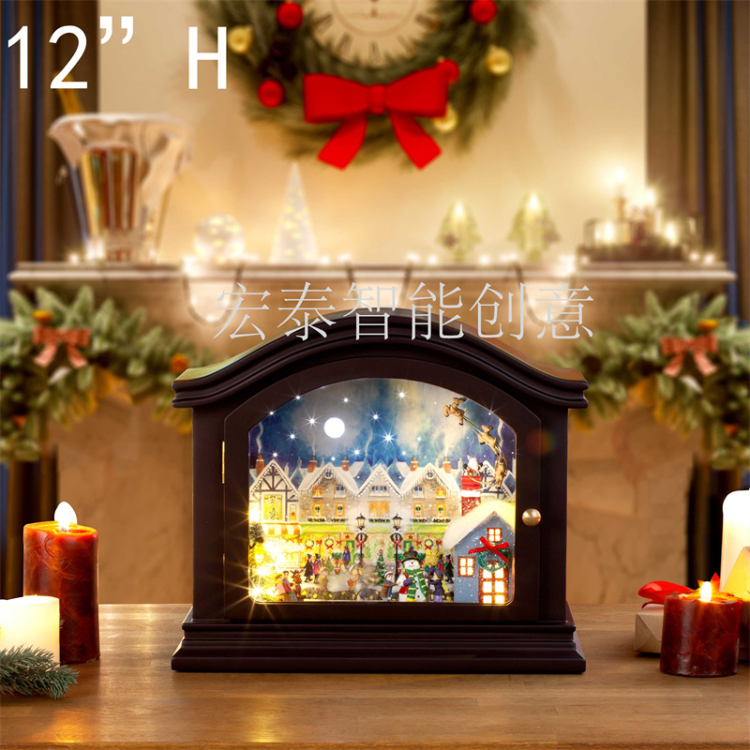 Window music box Wooden Christmas items Display Christmas gifts Christmas decorations full figure