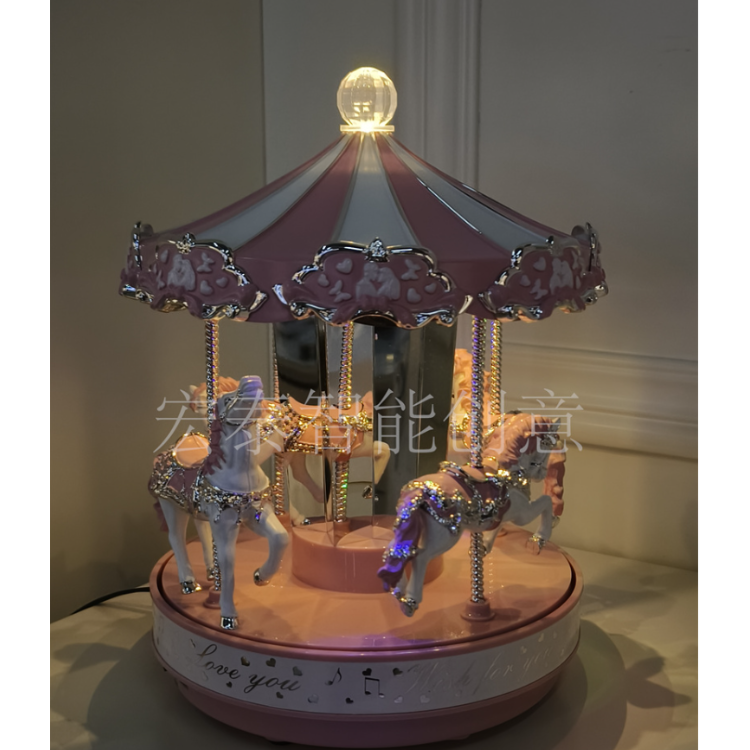 Traditional fun Horse Pink Christmas supplies Christmas decorations Christmas gifts Christmas crafts Christmas music box Specification drawing