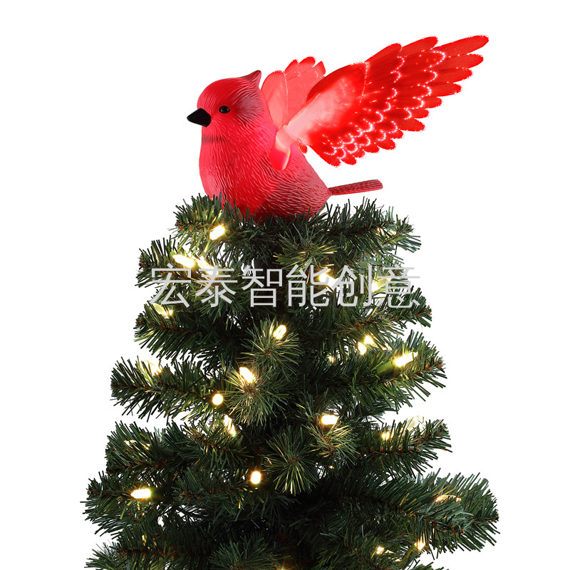 Redbird Tree Top Star Christmas supplies Wings Christmas ornaments Christmas gifts Christmas decorations Christmas music boxes Electric Christmas gifts Children's toys Electric wings details Picture