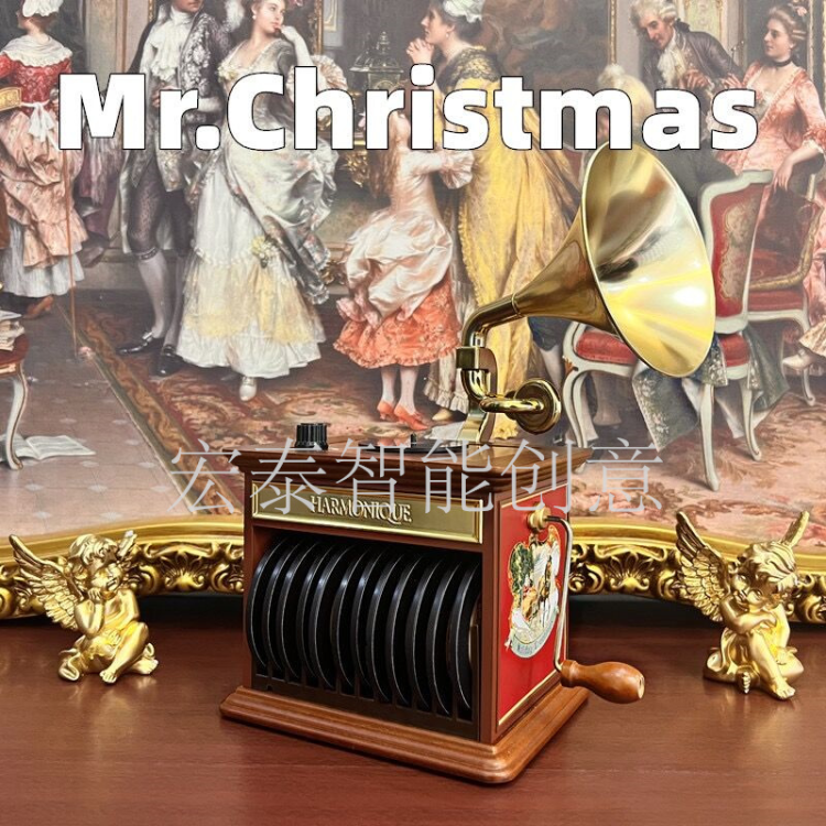 Wooden disc music box Christmas display Christmas gift Christmas decorations Christmas music box full figure