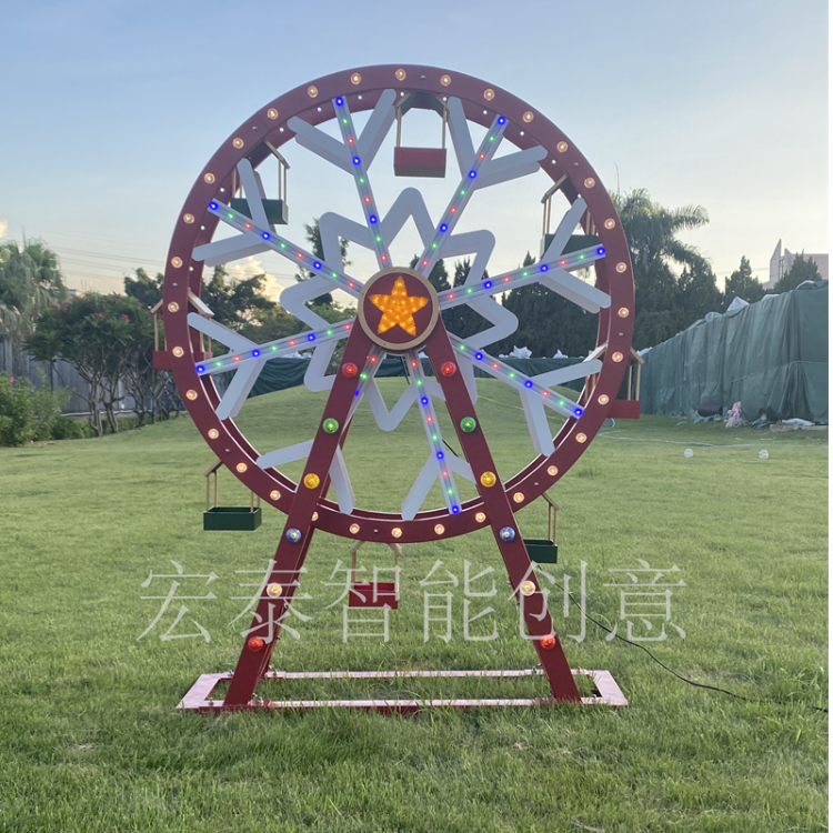 Outdoor Ferris Wheel Ornaments Electric Rotating Light Decorative Furniture Decoration Christmas Ornaments Christmas Music Electric Creative Metal Ornaments