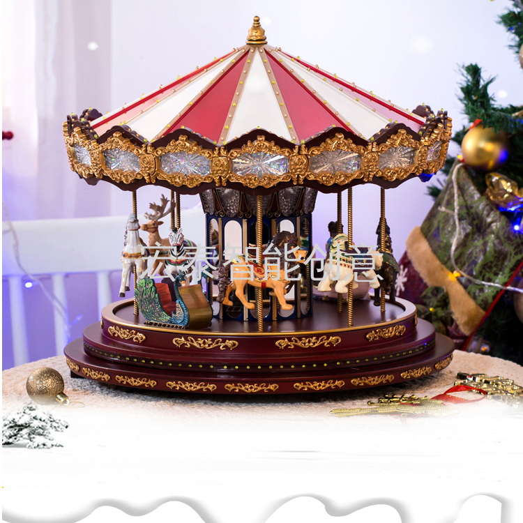 Big Ride Horse Carousel Christmas Supplies Christmas Ornaments Christmas Ornaments Christmas Whirling Music Box Item Picture