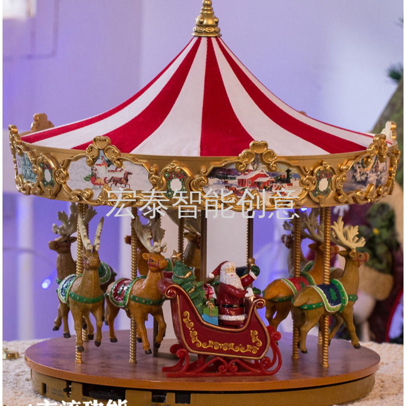 中号游乐旋转木马圣诞用品摆件圣诞礼品圣诞装饰