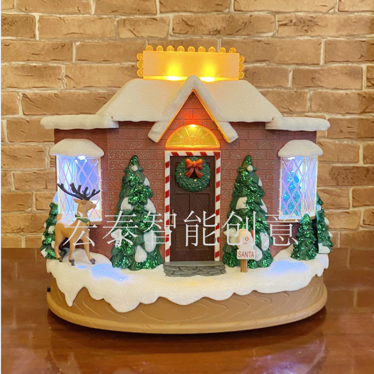 Two-Sided House Christmas Carousel Ornaments Christmas Gifts Christmas Decorations Christmas Music Box Christmas Ornaments Specification drawing