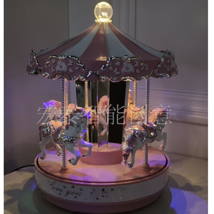 Traditional fun Horse Pink Christmas supplies Christmas decorations Christmas gifts Christmas crafts Christmas music box details Picture