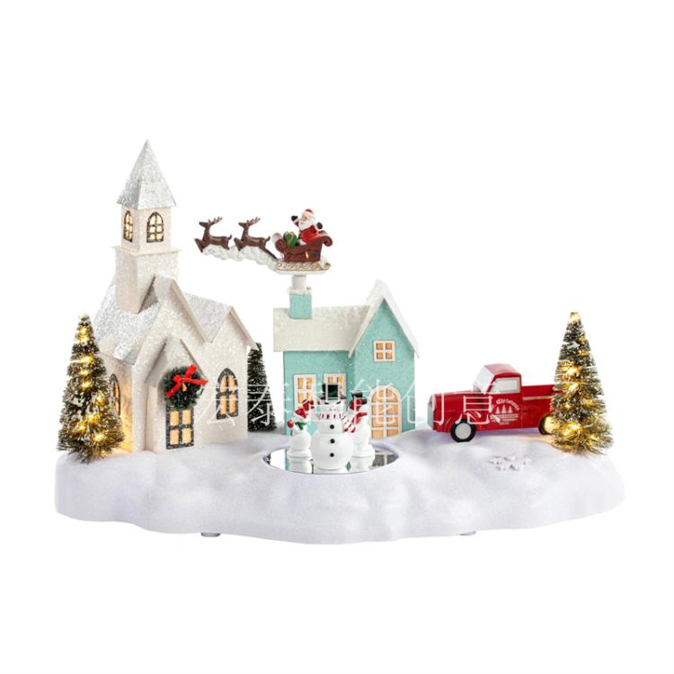 Paper house ornaments Christmas gifts Christmas decorations Santa Claus Christmas toys Christmas ornaments music box full figure