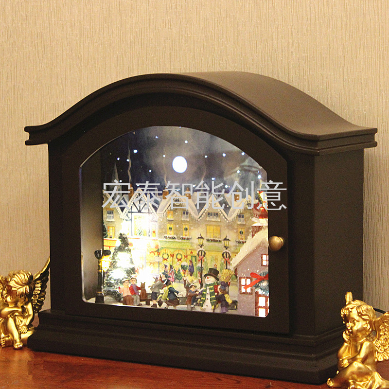 Window music box Wooden Christmas items Display Christmas gifts Christmas decorations details Picture