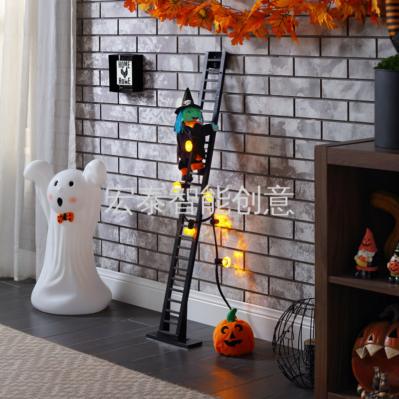 爬梯巫婆万圣节圣诞摆件圣诞礼品圣诞装饰品圣诞音乐盒圣诞用品