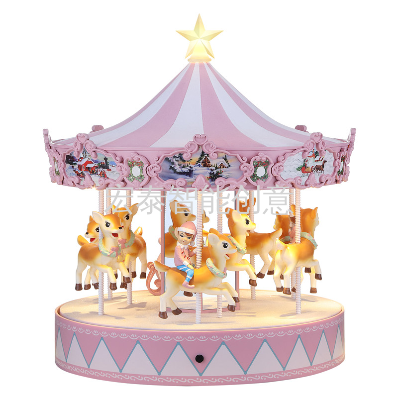 Traditional Fun Horse Pink Christmas Supplies Display Christmas Gifts Christmas Crafts Christmas Music Box details Picture