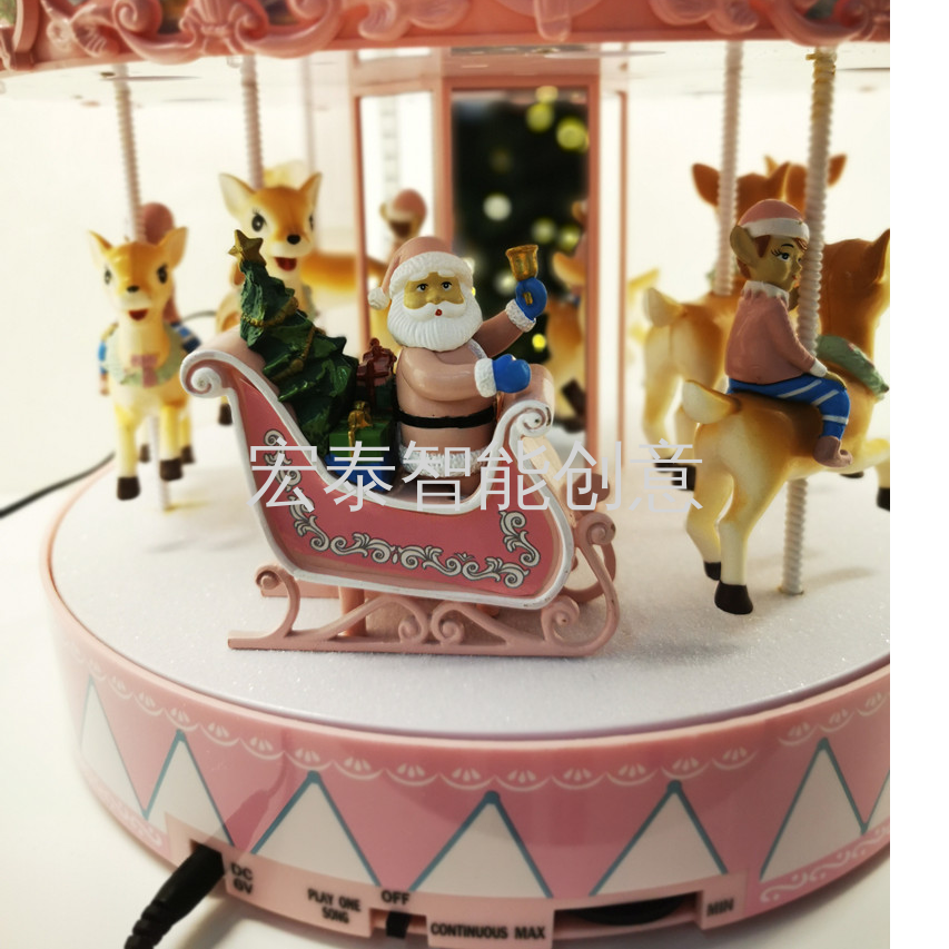 Traditional Fun Horse Pink Christmas Supplies Display Christmas Gifts Christmas Crafts Christmas Music Box Application Scenario
