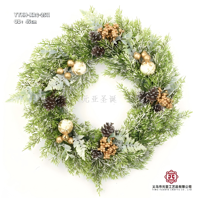 New Christmas wreath handicrafts, festival products, pendants and ornaments, 45cm factory direct sales, available in large quantities at reasonable prices
