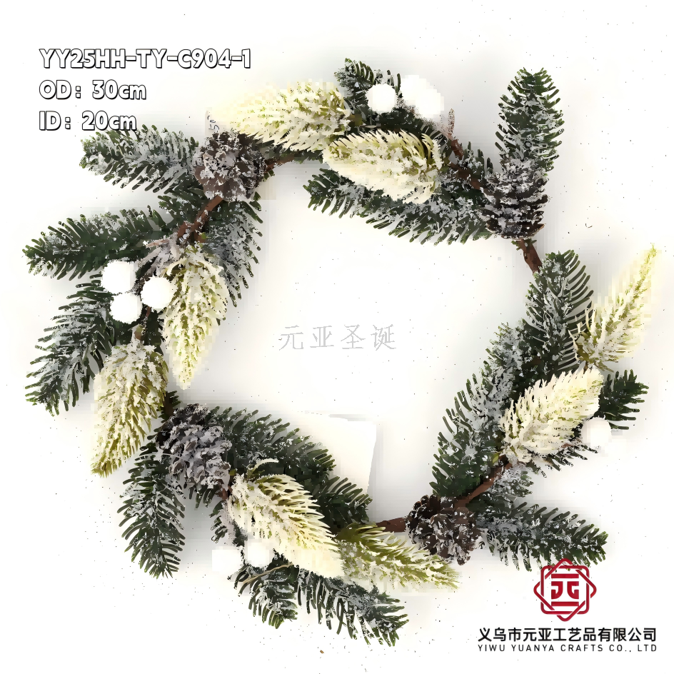 新款圣诞花环工艺品节庆产品挂件摆件30cm工厂直销有量有价