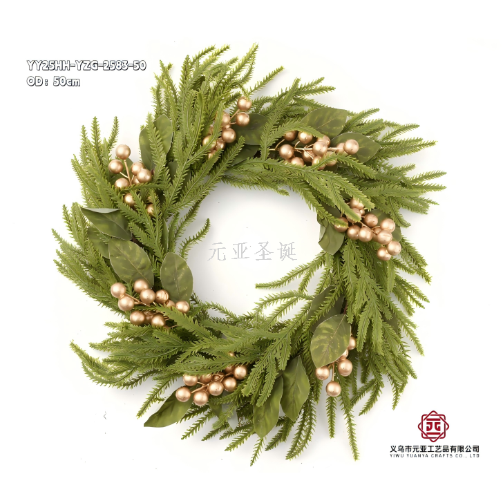新款圣诞花环工艺品节庆产品挂件摆件50cm工厂直销有量有价