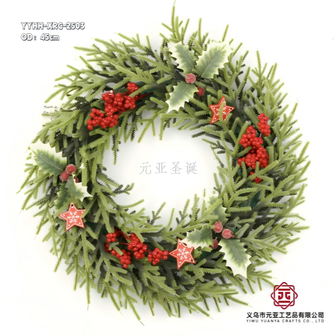 新款圣诞花环工艺品节庆产品挂件摆件45cm工厂直销有量有价