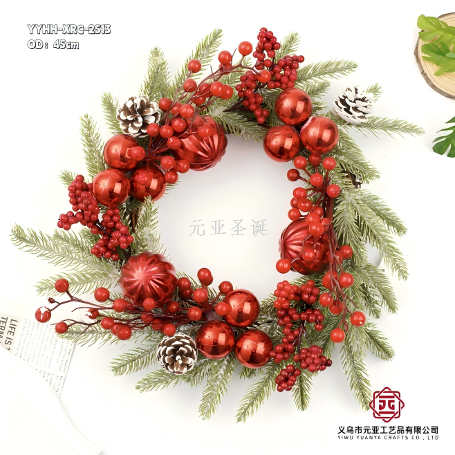 New Christmas wreath handicrafts, festival products, pendants and ornaments, 45cm factory direct sales, available in large quantities at reasonable prices